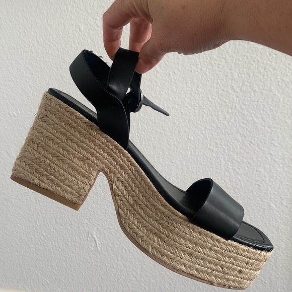 MIA black open toe platform wrap around ankle espadrille sandals NWOT size 7.5 - Picture 4 of 8